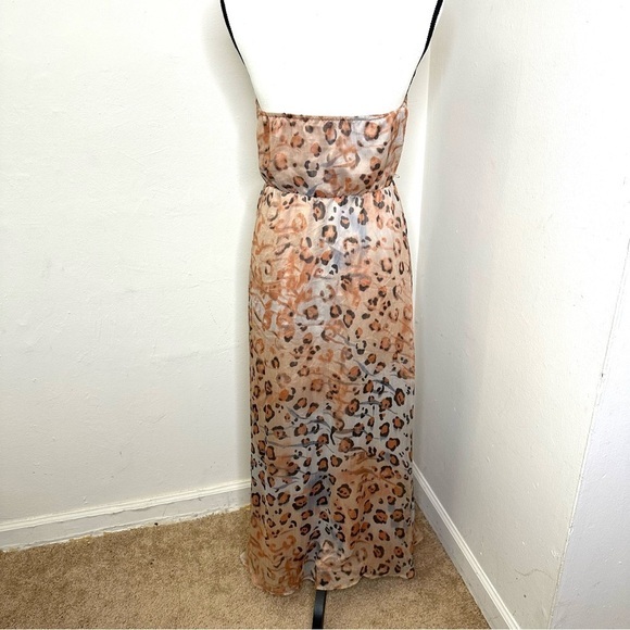 Jessica Simpson Maxi Long Dress Women Halter Neck animal Print Size XSmall‎ Tan - Picture 4 of 16